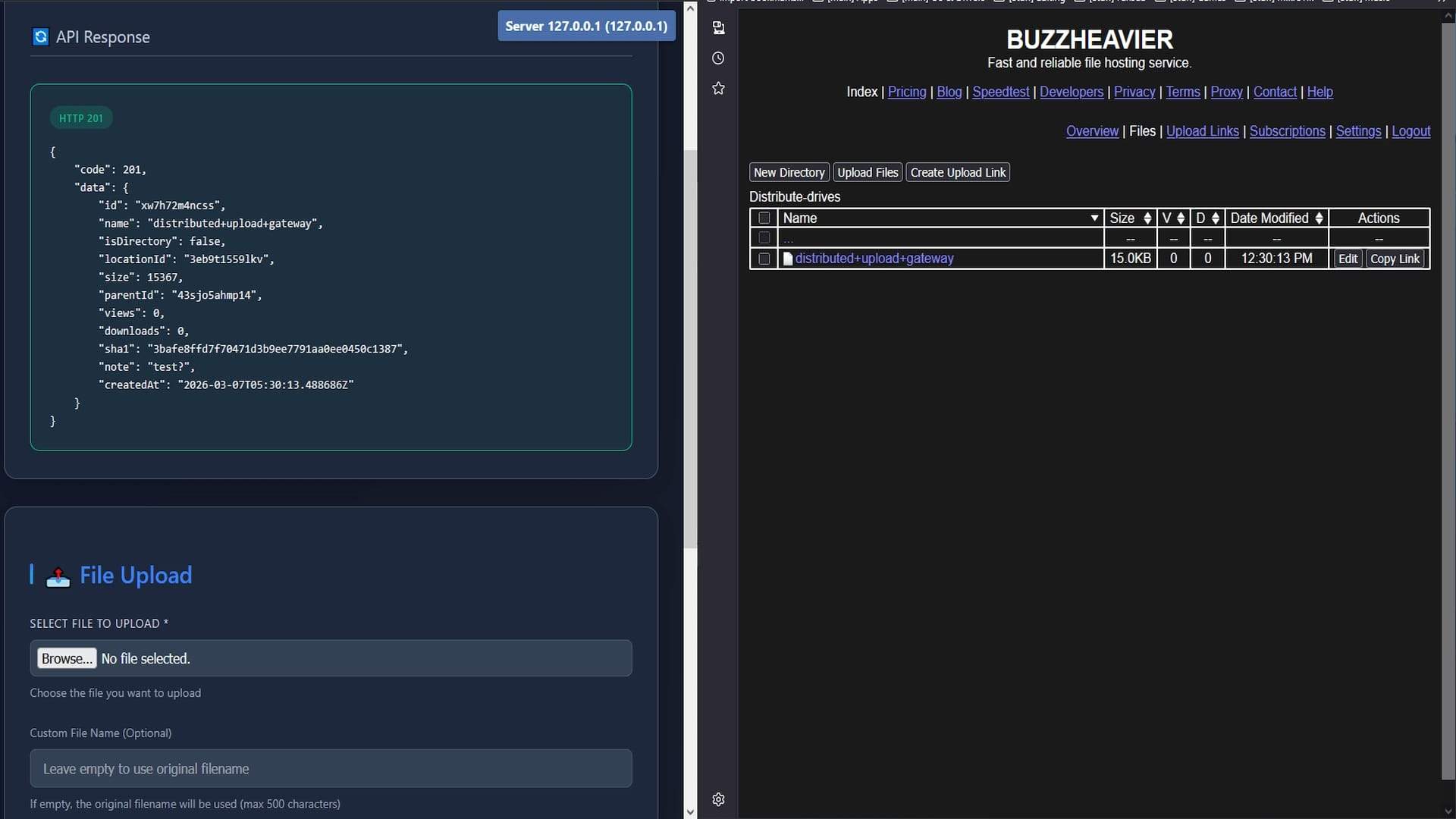 Distributed Upload Gateway screenshot